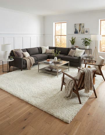 White Soft Solid Shag Square Rug