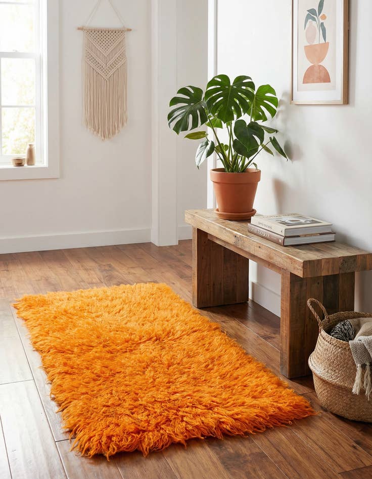 Detail image of 2' 4 x 4' 4 Hand Knotted Moroccan Wool Runner Rug