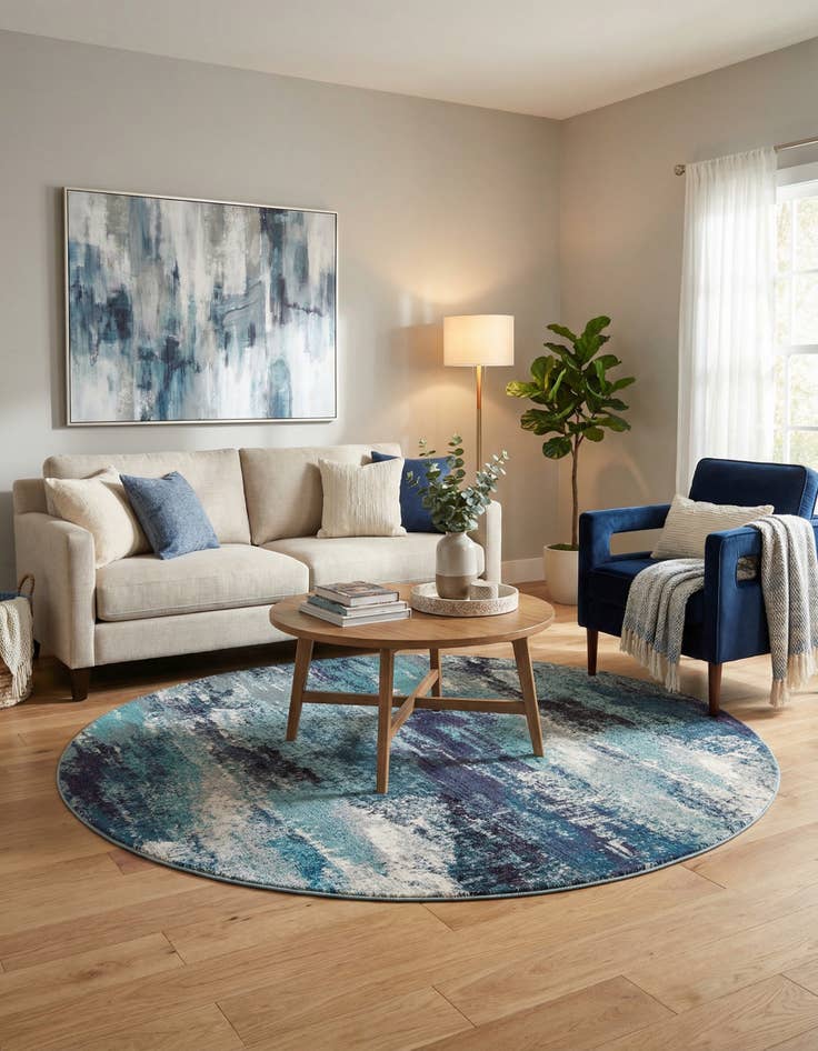 Detail image of 7' 10 x 7' 10 Washable Barcelona Round Rug