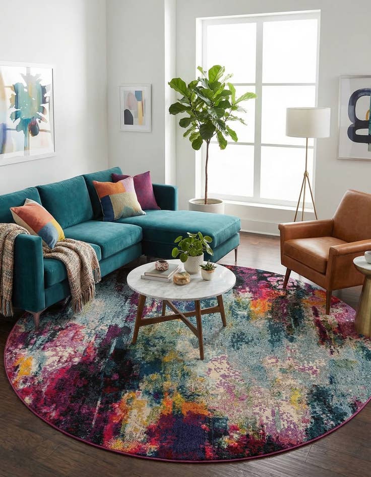 Detail image of 8' x 8' Washable Theia Round Rug