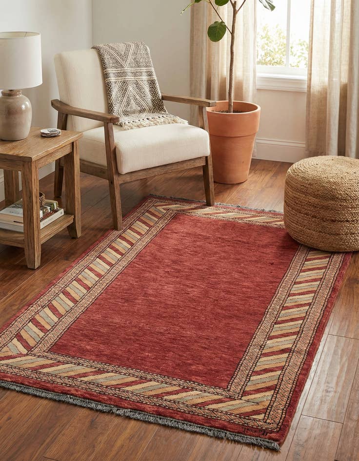 Detail image of 3' 2 x 4' 10 Hand Knotted Kashkuli Gabbeh Oriental Wool Rug