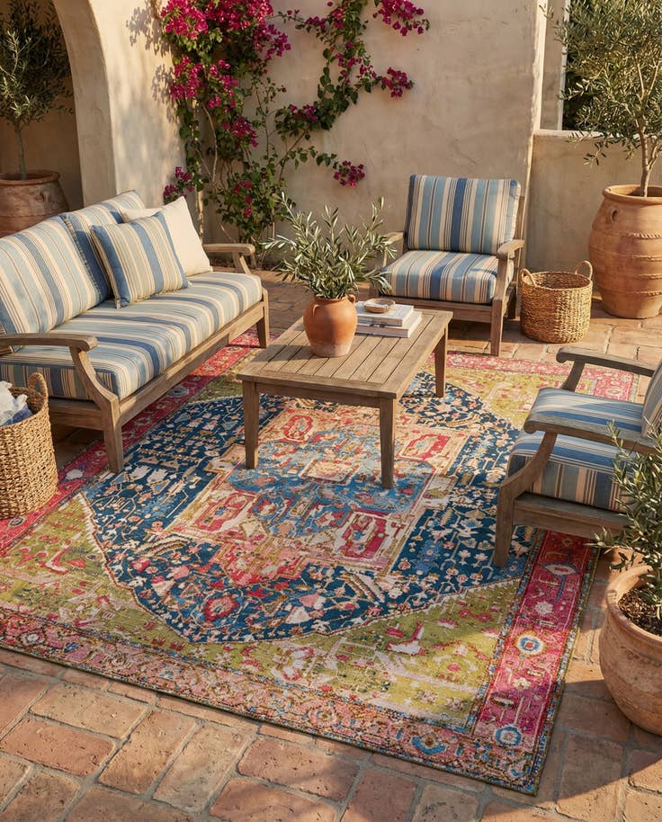 Detail image of 7' 10 x 10' Easy-Clean Traditional Indoor / Outdoor Rug