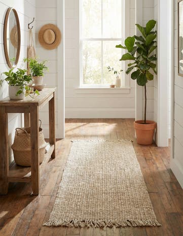Ivory Hand Woven Chunky Jute Runner Rug