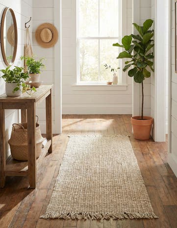 Ivory Hand Woven Chunky Jute Runner Rug
