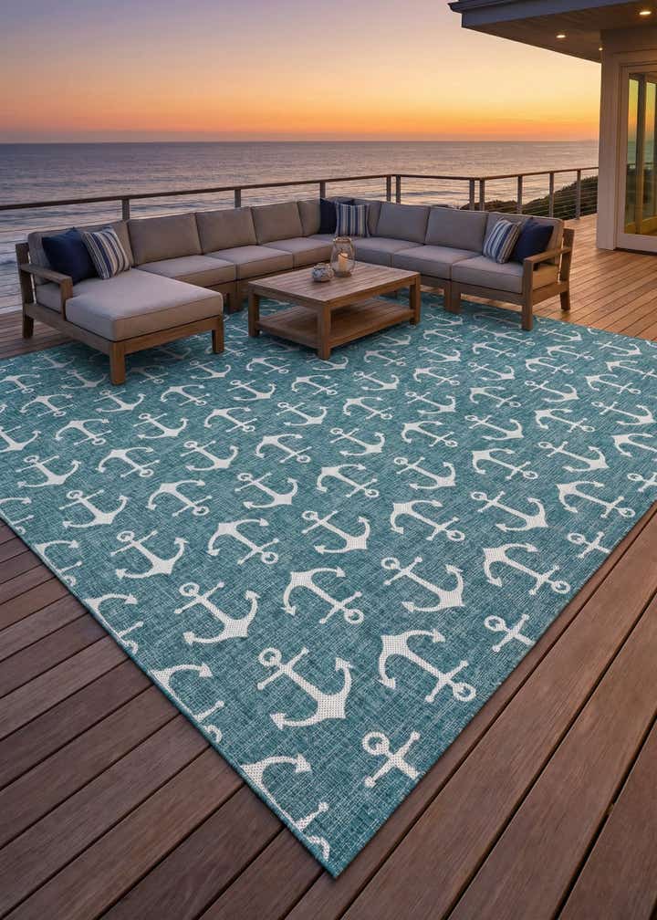 13' x 13' Easy-Clean Coastal Indoor / Outdoor Square Rug