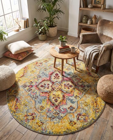  4' x 4'  Washable Carnevale Round Rug