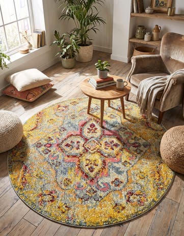 4' x 4' Washable Arte Round Rug