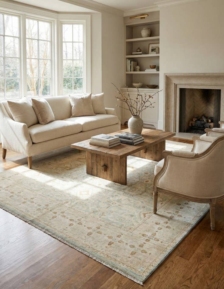 Detail image of 4' 10 x 6' 7 Hand Knotted Ziegler Rug