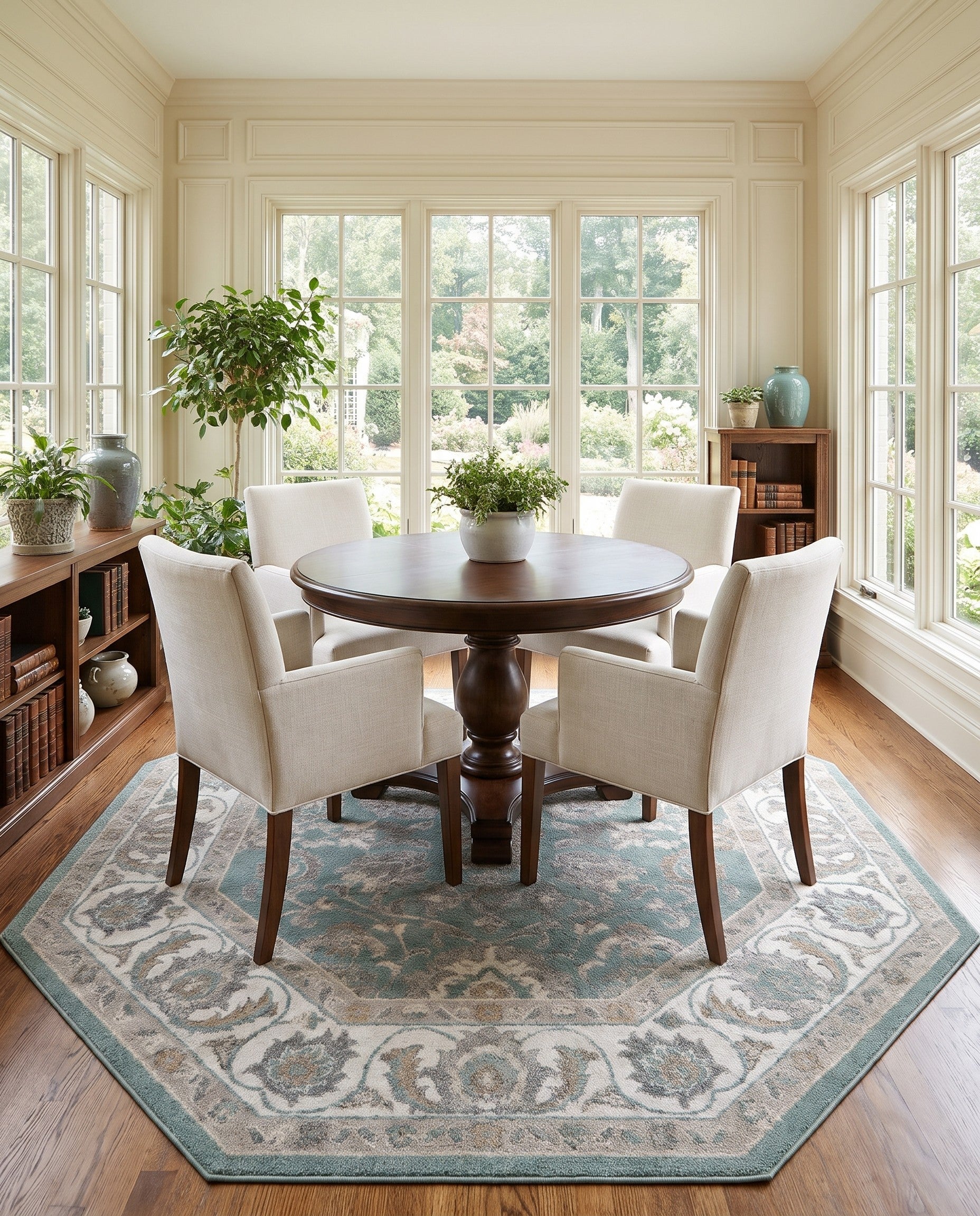 Aqua Blue Aurelia Octagon Rug