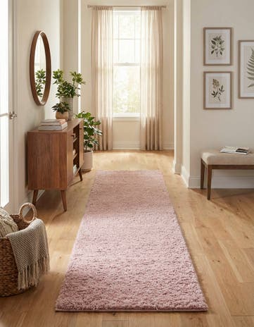 Pink Soft Solid Shag Runner Rug