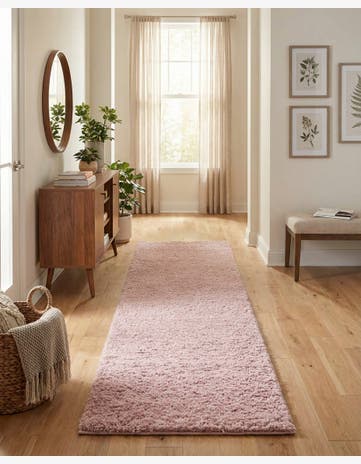 Pink Soft Solid Shag Runner Rug
