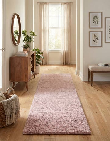 Pink Soft Solid Shag Runner Rug