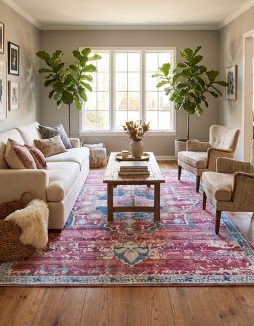 Antique Pink Washable Francesca Rug