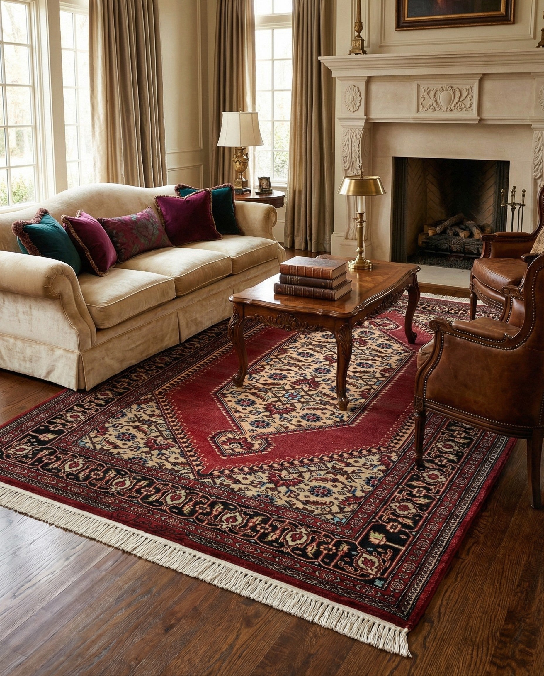 4' 3 x 6' Hand Knotted Lahour Oriental Wool Rug