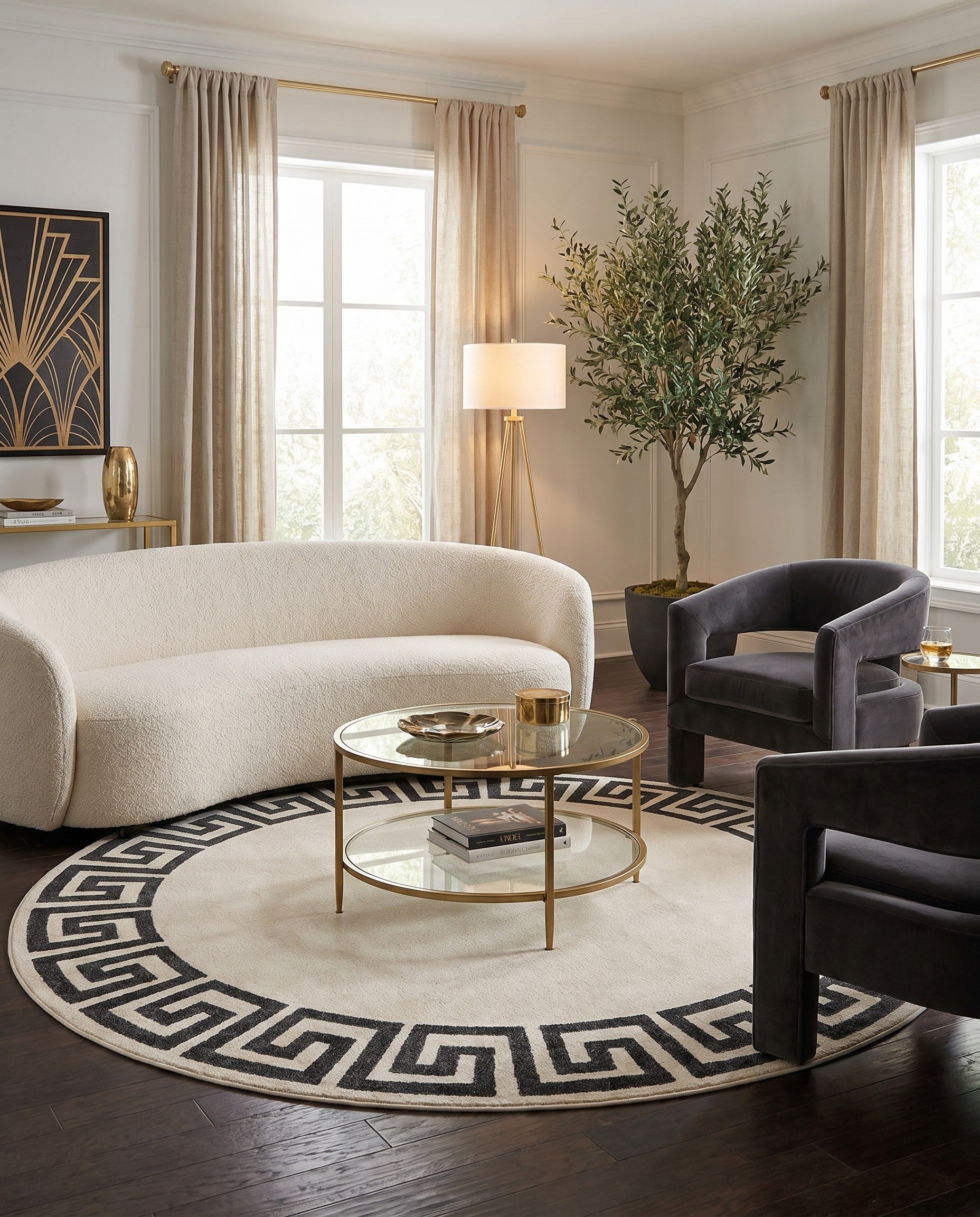 7' 10 x 7' 10 Greek Key Round Rug