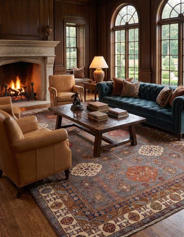 9' x 12' 4 Hand Knotted Kazak Rug