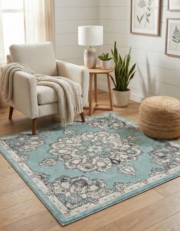 Aqua Parker Square Rug