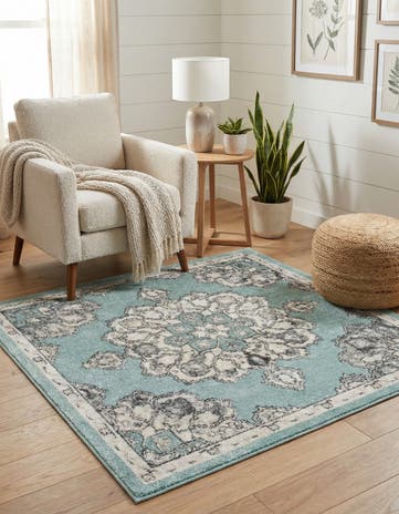 Aqua Parker Square Rug