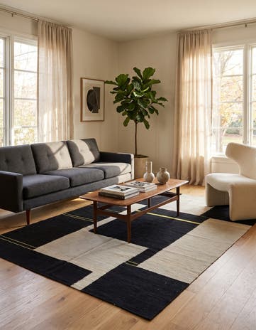4' 1 x 5' 10 Hand Woven Kilim Modern Wool Rug
