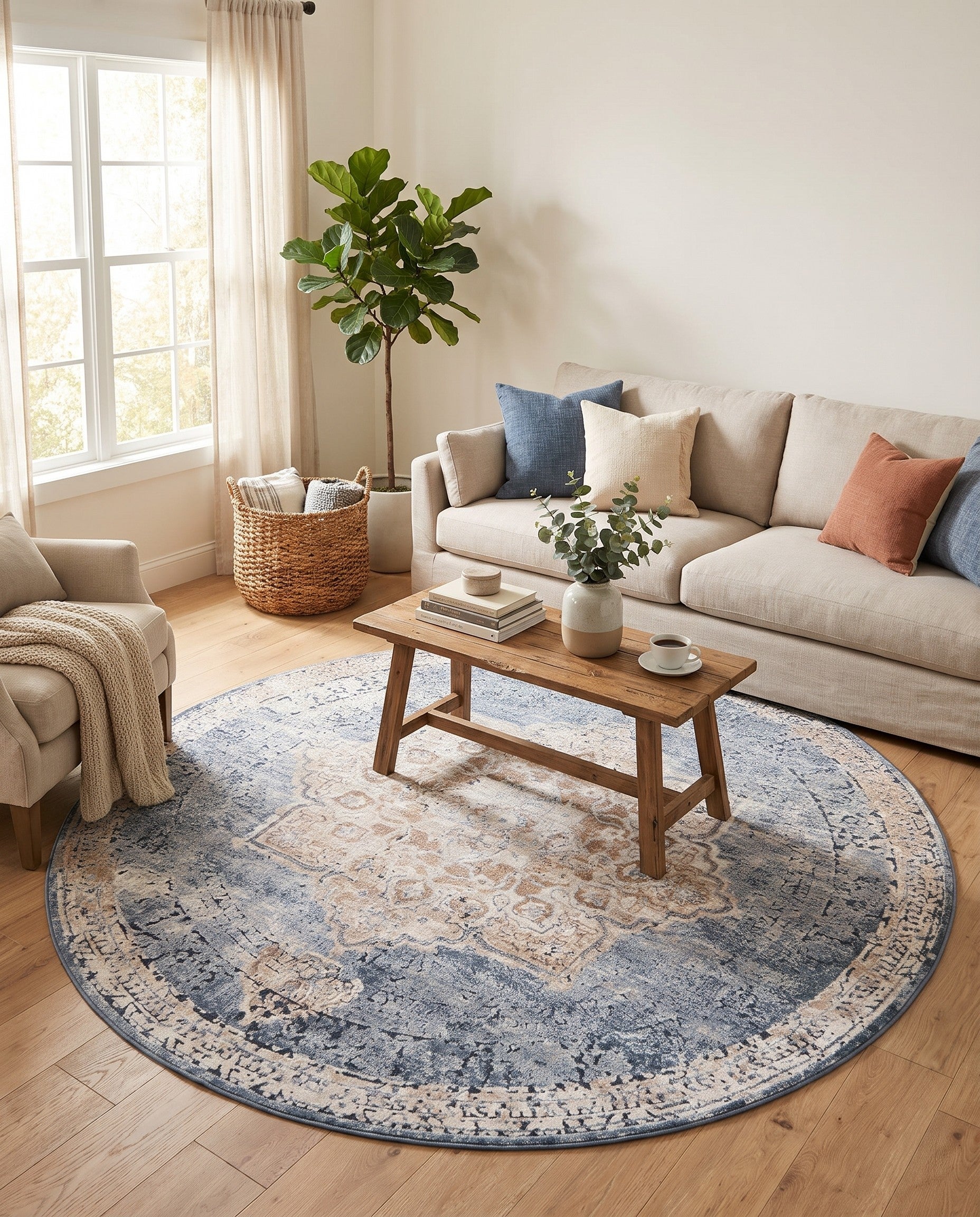 Slate Blue Eliza Round Rug
