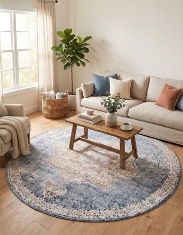 Slate Blue Eliza Round Rug