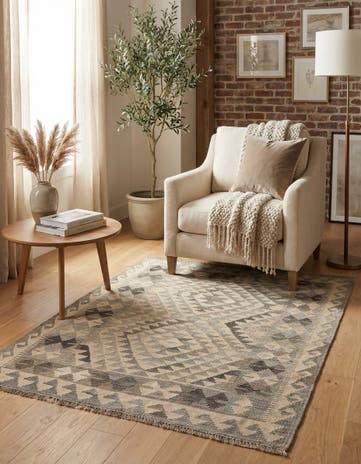 3' 6 x 4' 10 Hand Woven Kilim Maymana Wool Rug