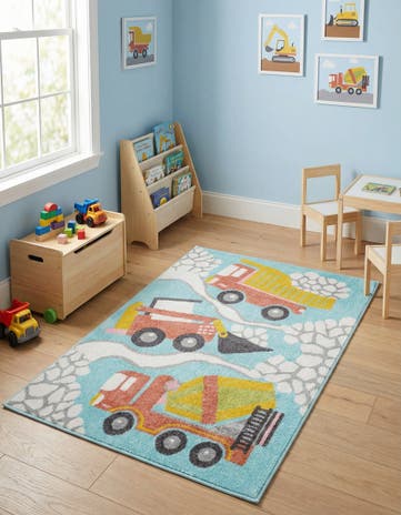 4' x 6' Construction Whimsy Kids Rug