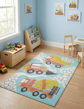 4' x 6' Construction Whimsy Kids Rug