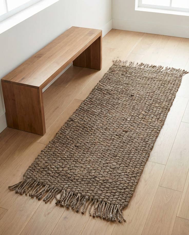 Detail image of 2' x 5' 1 Hand Woven Chunky Jute Runner Rug