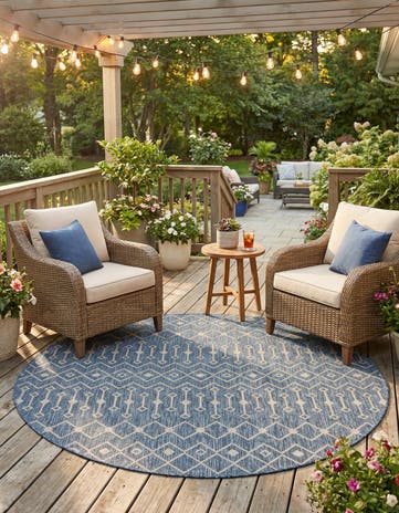 6' x 6' Easy-Clean Lattice Indoor / Outdoor Round Rug