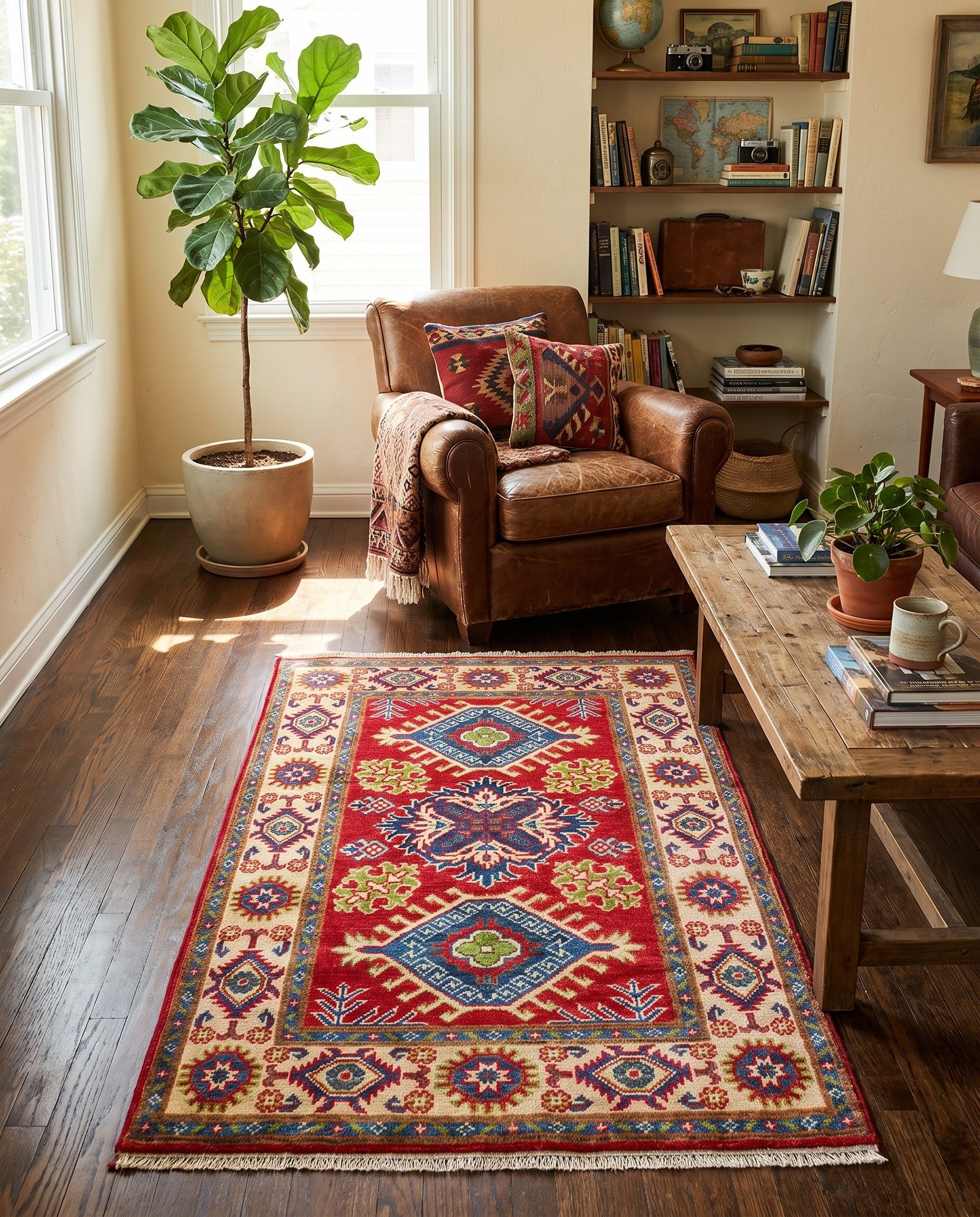 2' 6 x 4' 4 Hand Knotted Kazak Rug