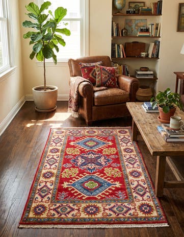 2' 6 x 4' 4 Hand Knotted Kazak Rug
