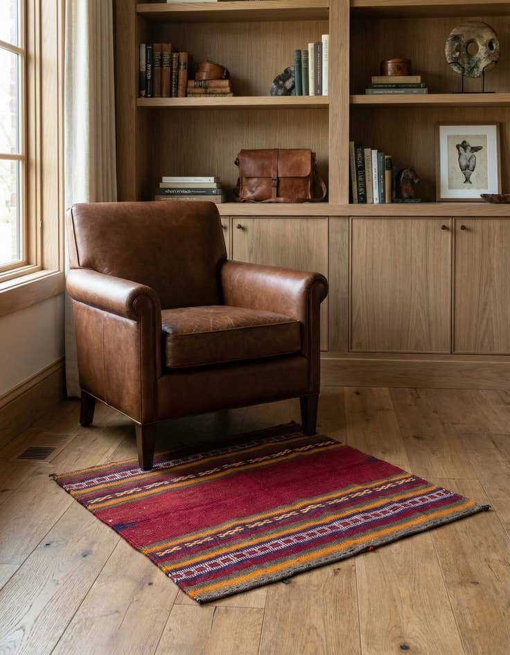 Detail image of 3' 6 x 3' 9 Hand Woven Kilim Afghan Wool Square Rug