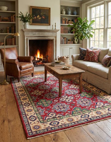 4' 9 x 6' 5 Hand Knotted Kazak Rug