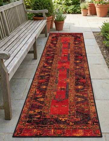 2' x 8' Easy-Clean Tribal Indoor / Outdoor Runner Rug