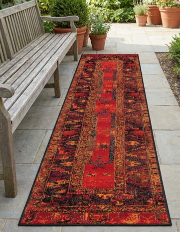 2' x 8' Easy-Clean Tribal Indoor / Outdoor Runner Rug