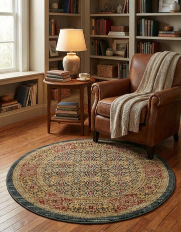 Navy Blue Amina Round Rug