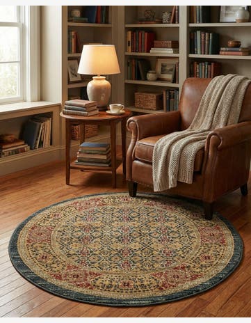 Navy Blue Amina Round Rug