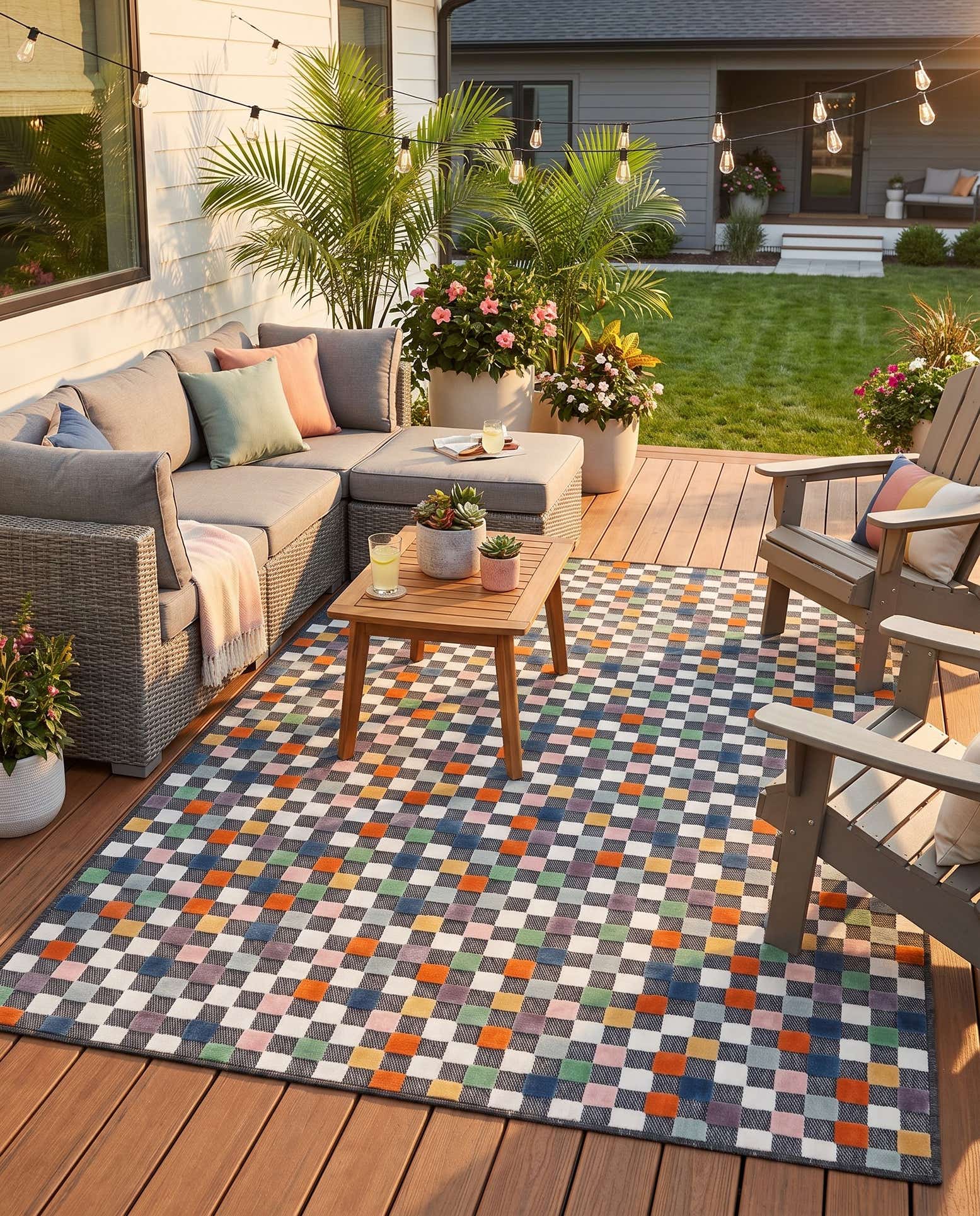 160cm x 245cm Leicht zu reinigen Checkered Innen- / Außenbereich Teppich