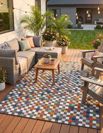 160cm x 245cm Leicht zu reinigen Checkered Innen- / Außenbereich Teppich