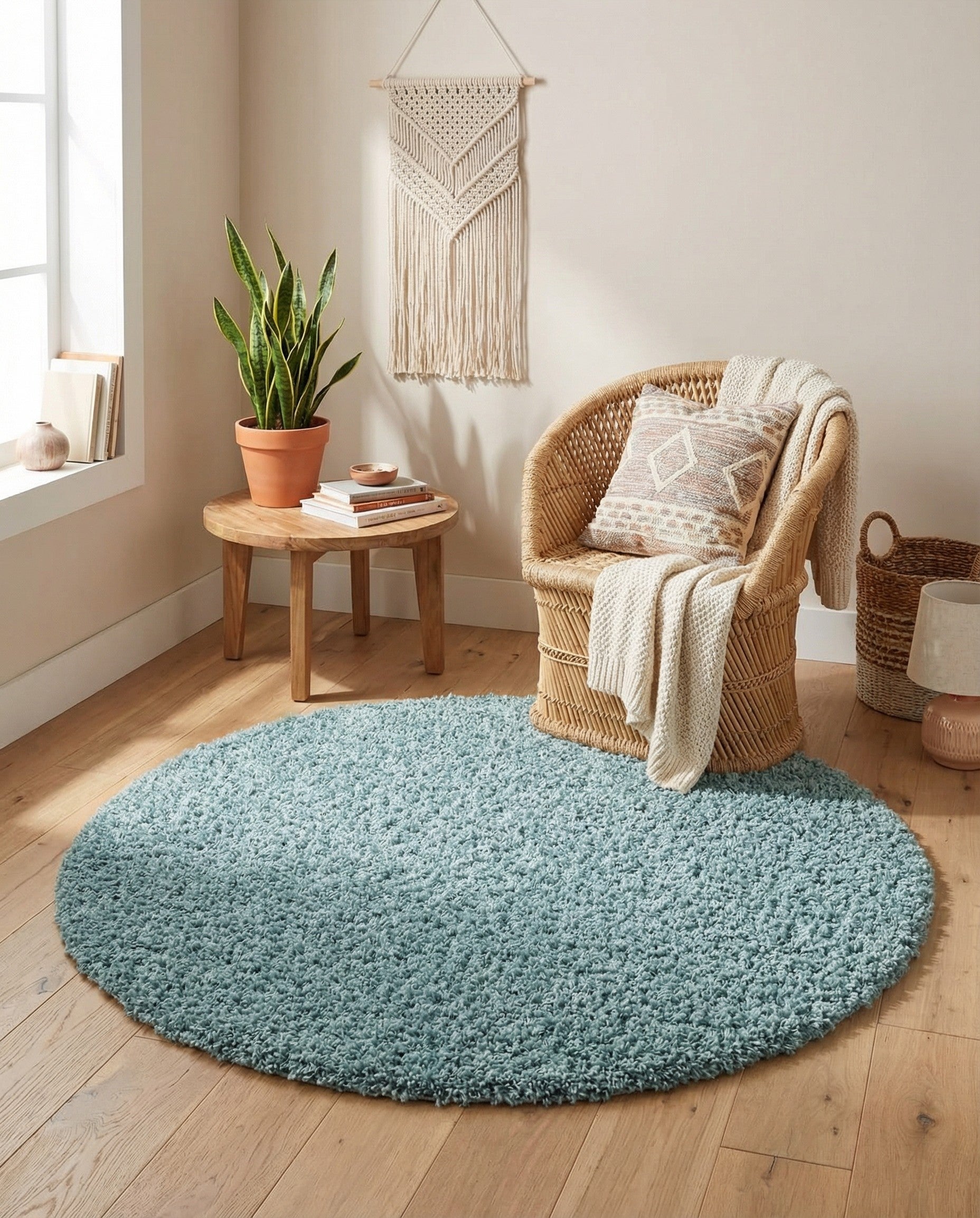 4' x 4' Solid Shag Round Rug