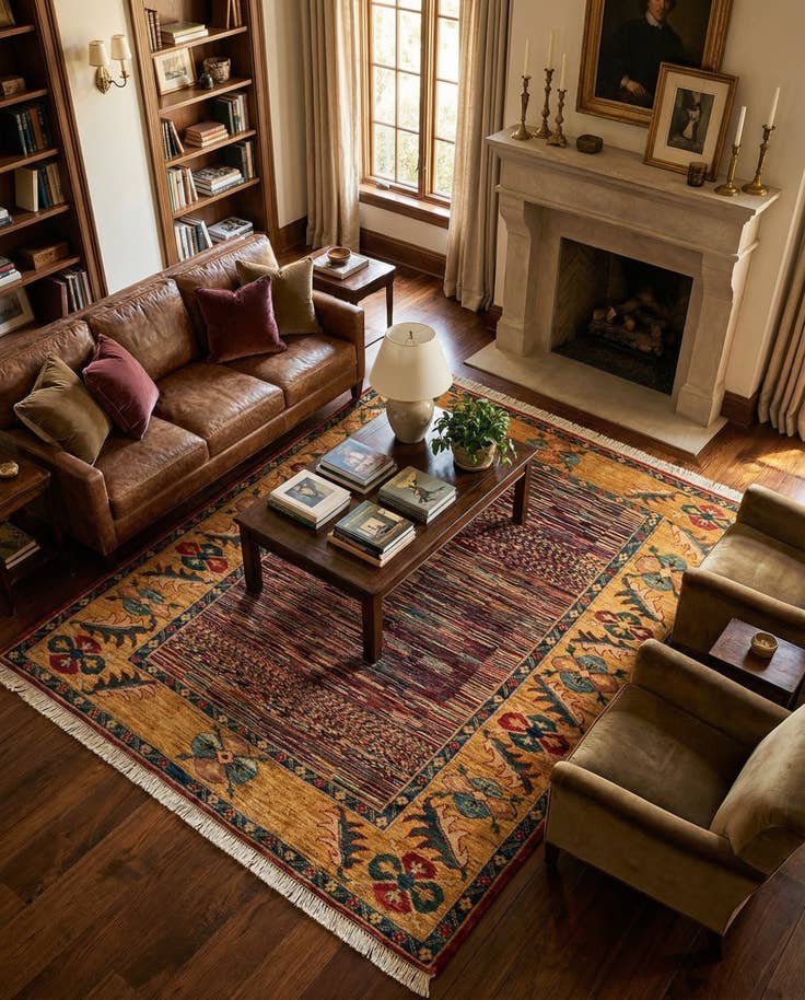 Detail image of 4' 11 x 6' 1 Hand Knotted Ziegler Wool Rug