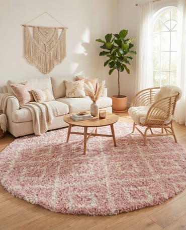 10' x 10' Lattice Shag Round Rug