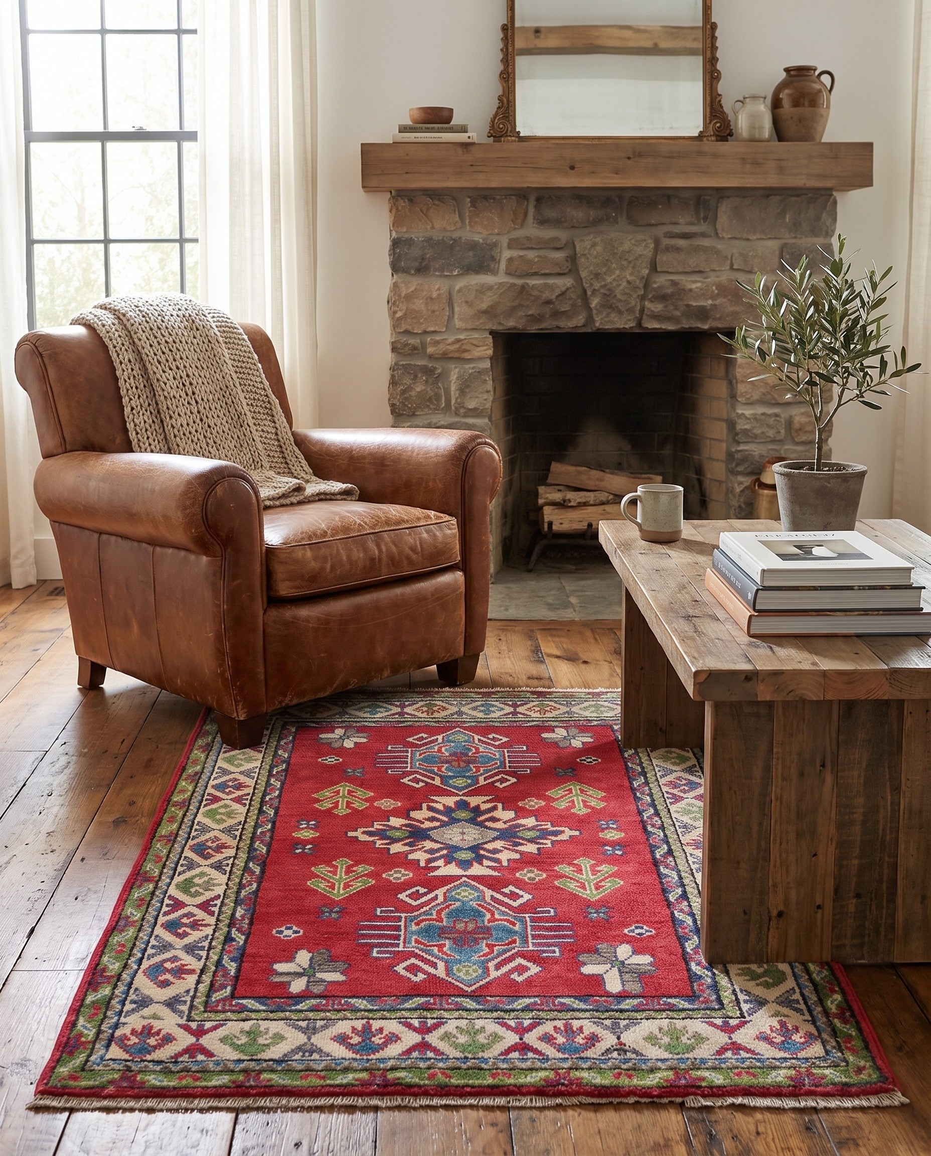 2' 11 x 4' 2 Hand Knotted Kazak Rug