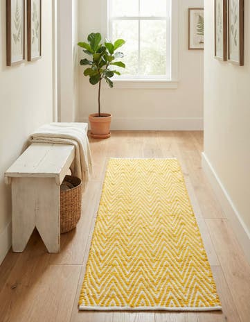 2' 2 x 6' 1 Hand Woven Chindi Chevron Runner Rug