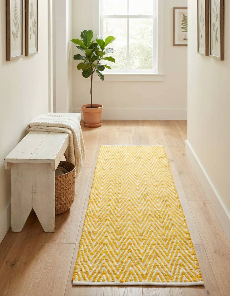Detail image of 2' 2 x 6' 1 Hand Woven Chindi Chevron Runner Rug