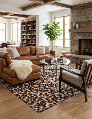 5' 6 x 7' 7 Cowhide Stocks Rug