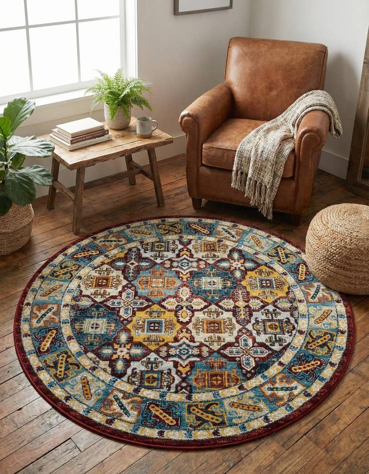Detail image of 5' 3 x 5' 3 Kamala Washable Round Rug