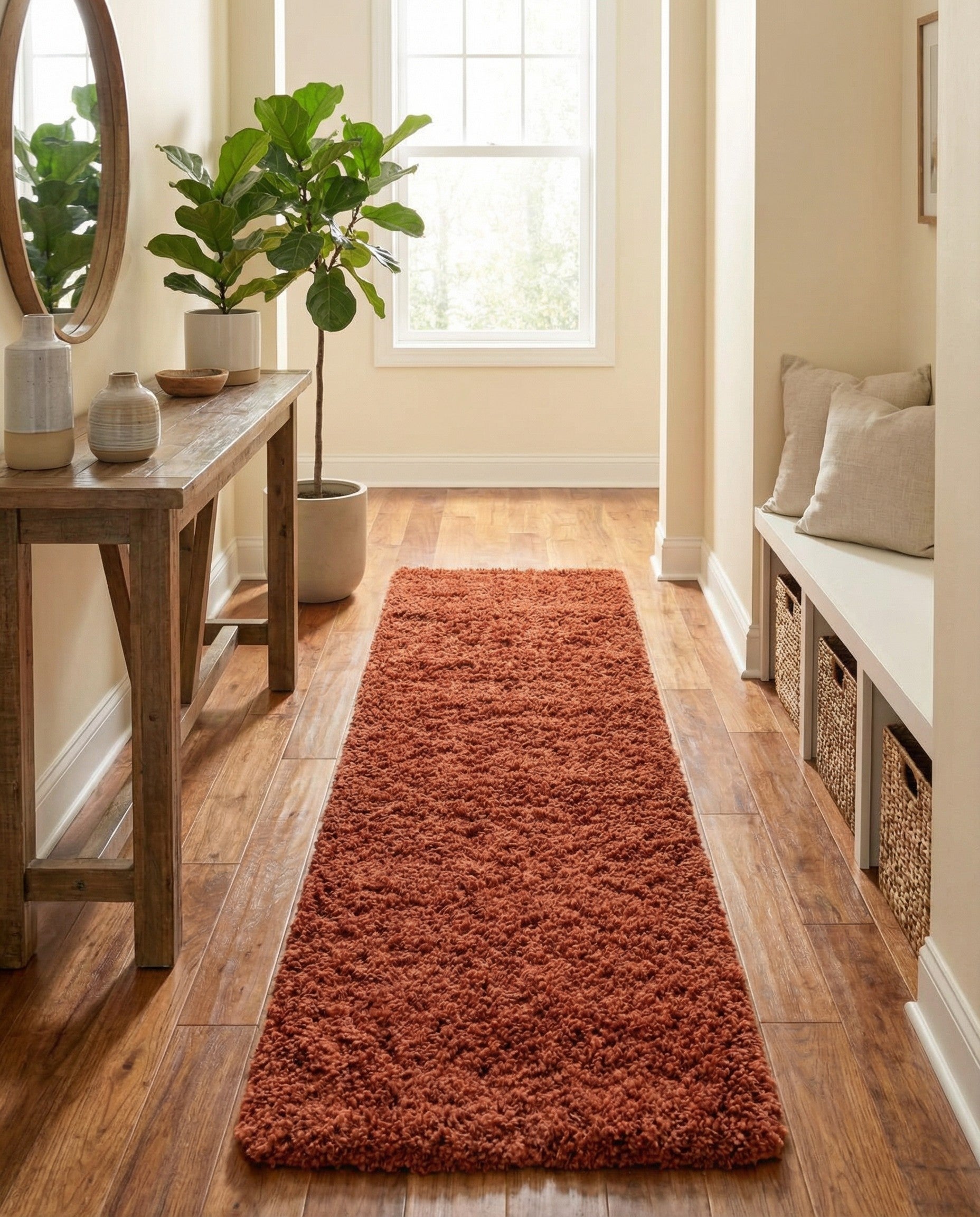 2' x 8' Solid Shag Runner Rug