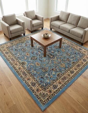 Light Blue Yasmin Square Rug